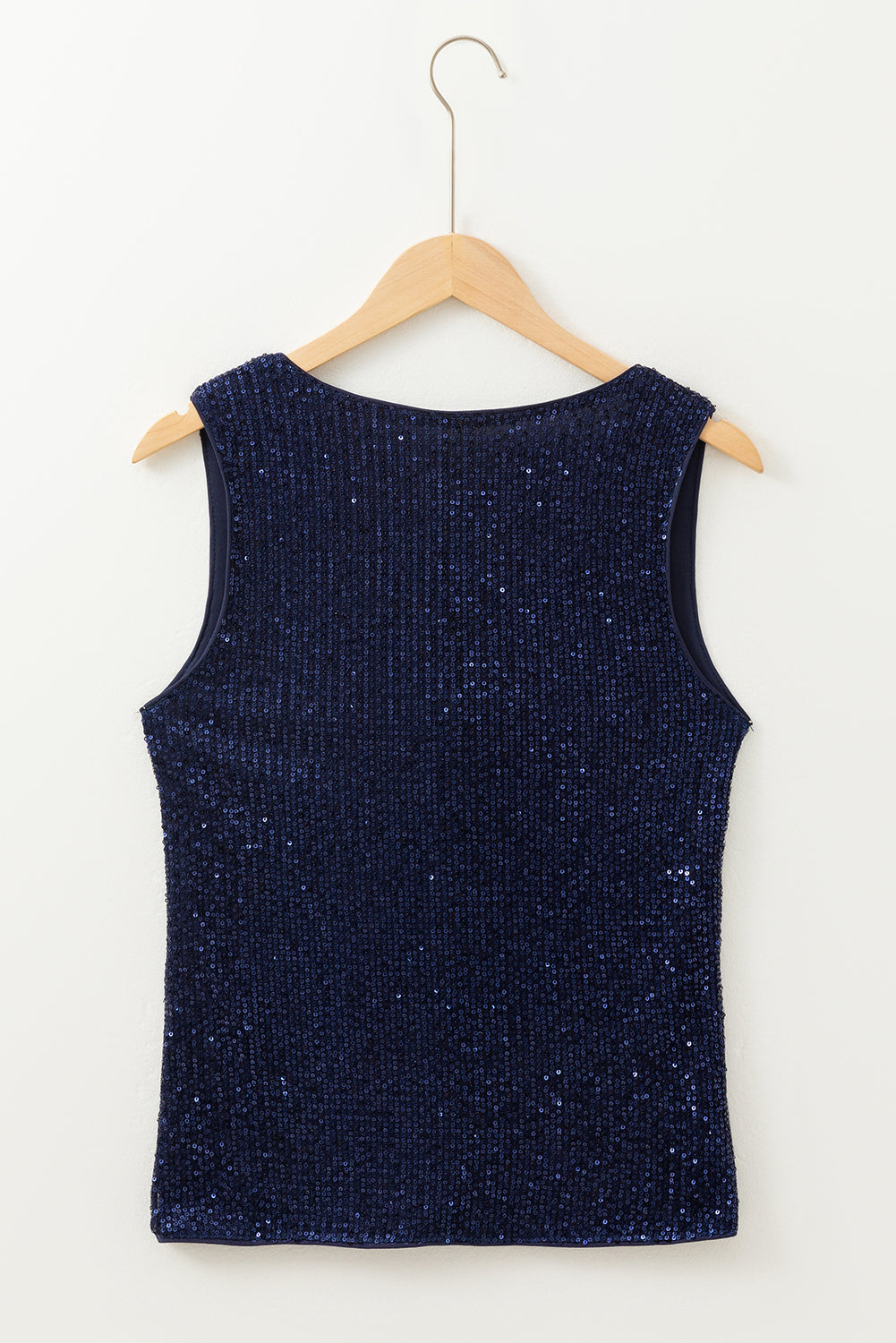 Laura | Top nero senza maniche con paillettes e scollo a V