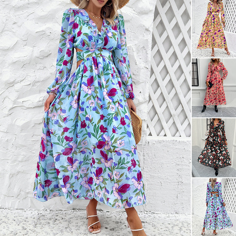 Mireya | Abito casual da donna con stampa floreale, scollo a V e vita aderente