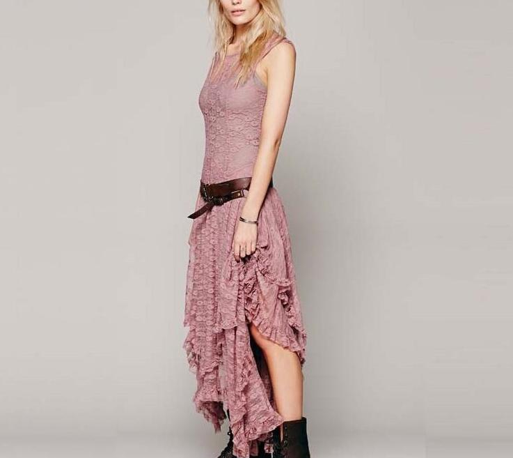 Ladies Elegant Lace Layered Midi Dress Ivyshape