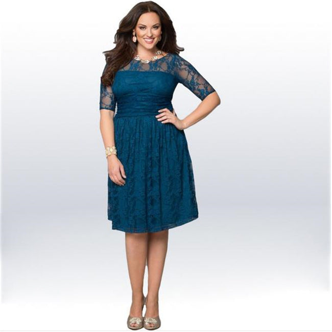 Women's Elegant Lace A-Line Dress Ivyshape