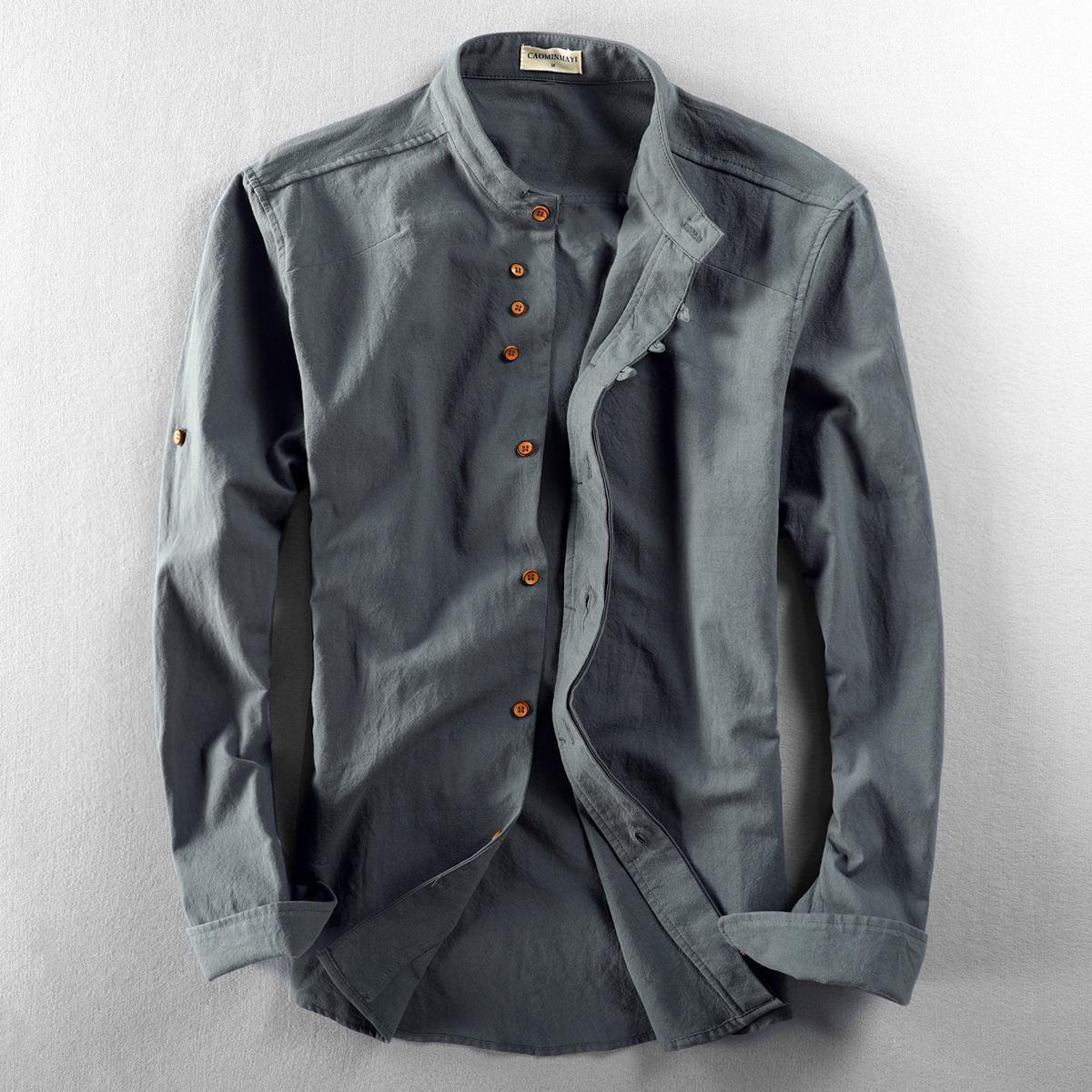 Thaddius | Camicia casual da uomo in stile cinese retrò con collo alto