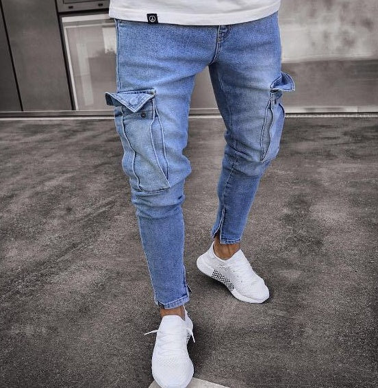 Halstyn | Jeans Cargo strappati in denim da uomo
