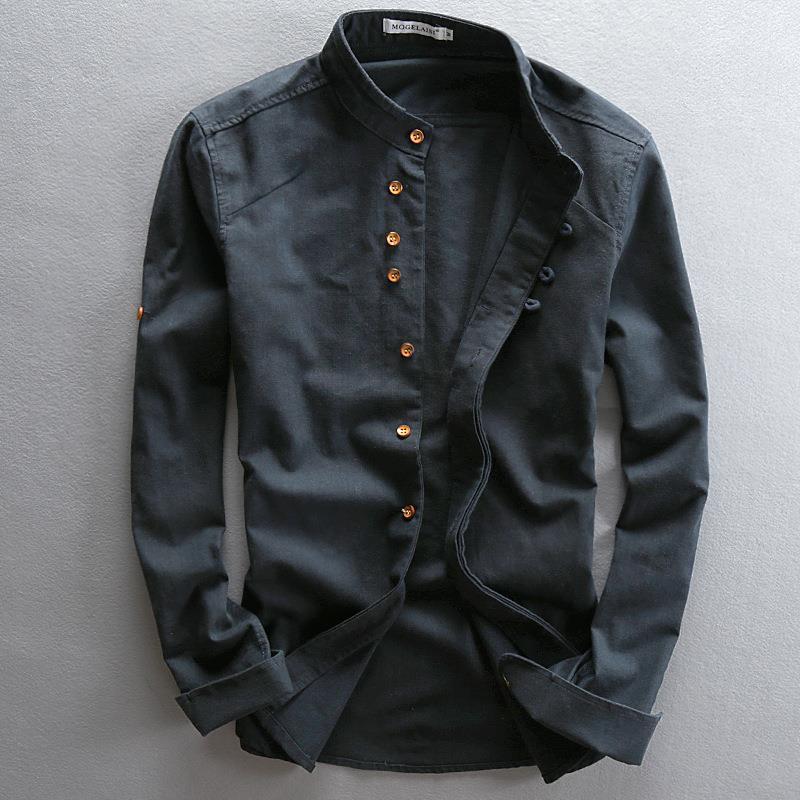 Thaddius | Camicia casual da uomo in stile cinese retrò con collo alto