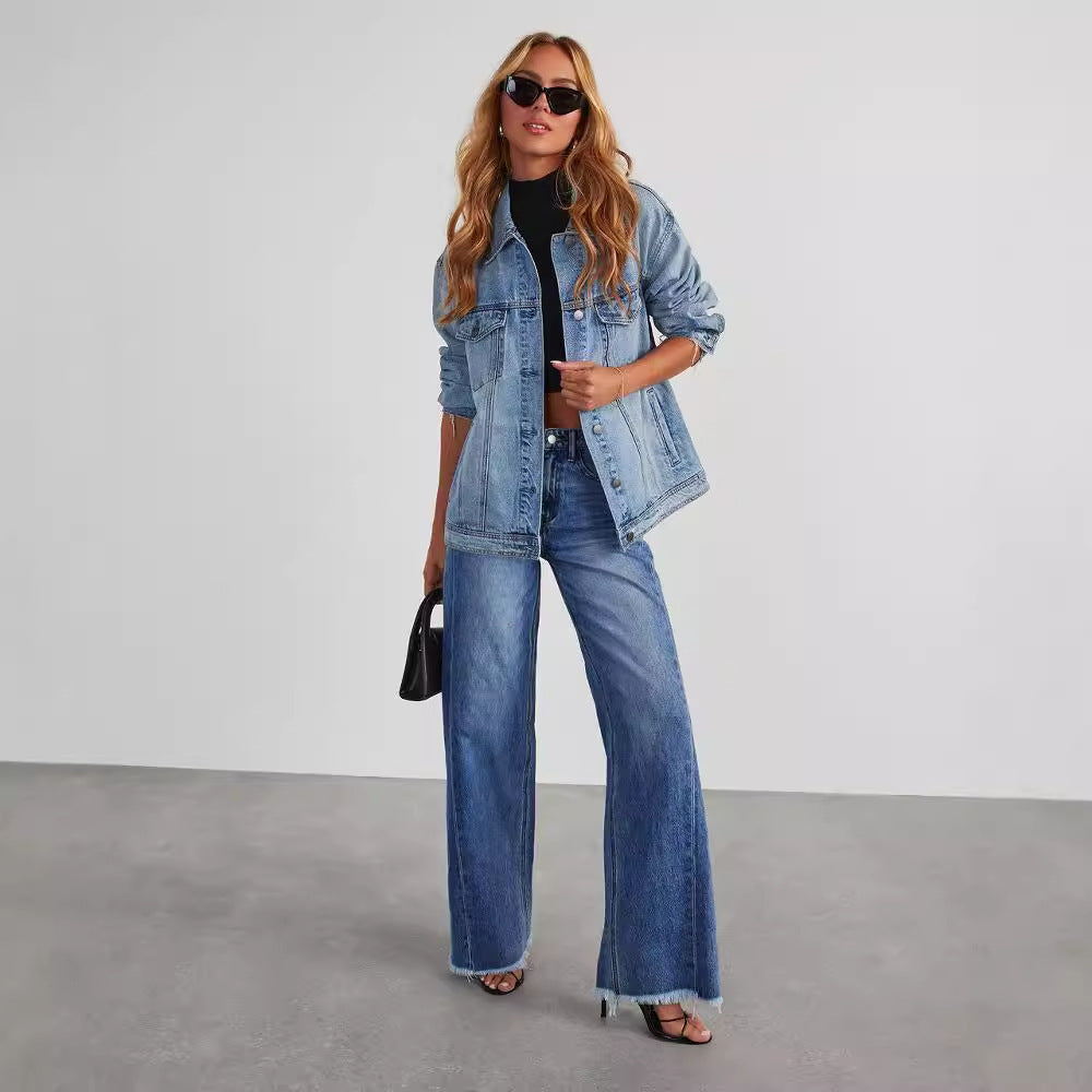 Carolina | Jeans alla moda a vita alta con tasche e vestibilità comoda e aderente.