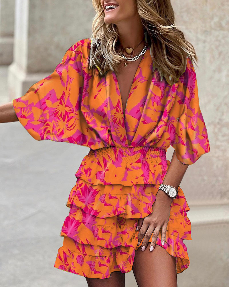 Sabrina - Multicolored jumpsuit with ruffle sleeves and chic style