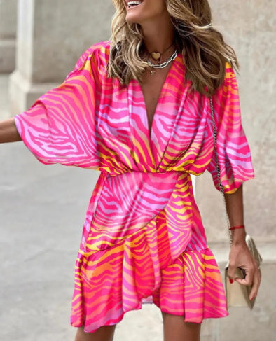 Sabrina - Multicolored jumpsuit with ruffle sleeves and chic style
