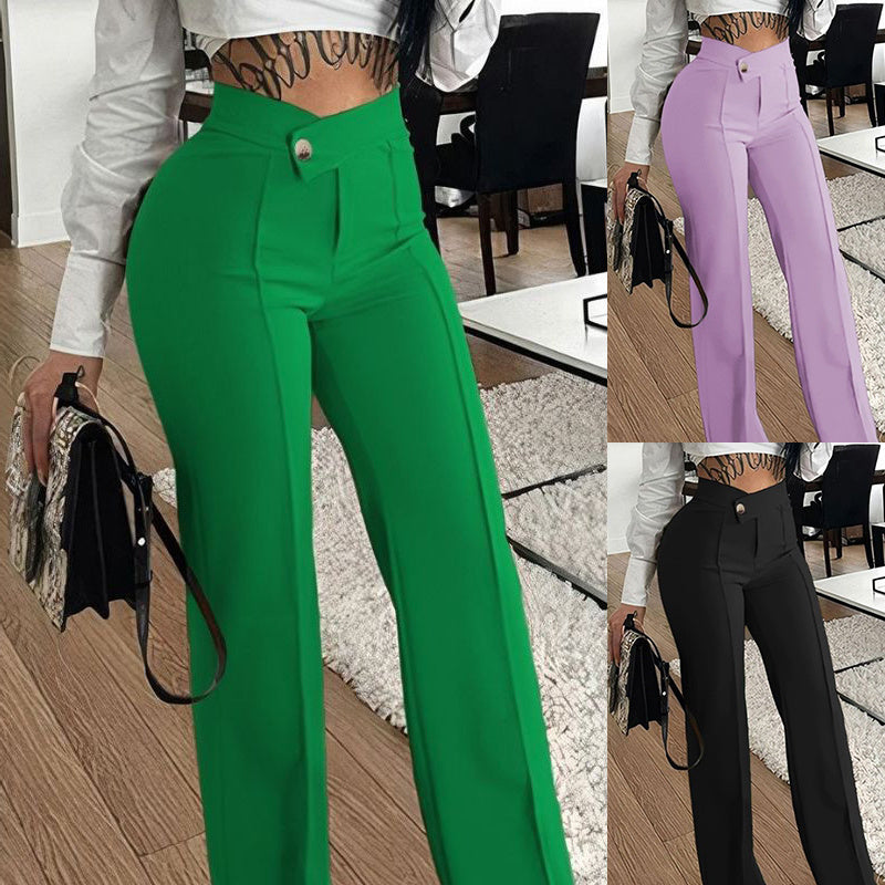 Carla | Pantaloni donna aderenti a gamba dritta con fibbia