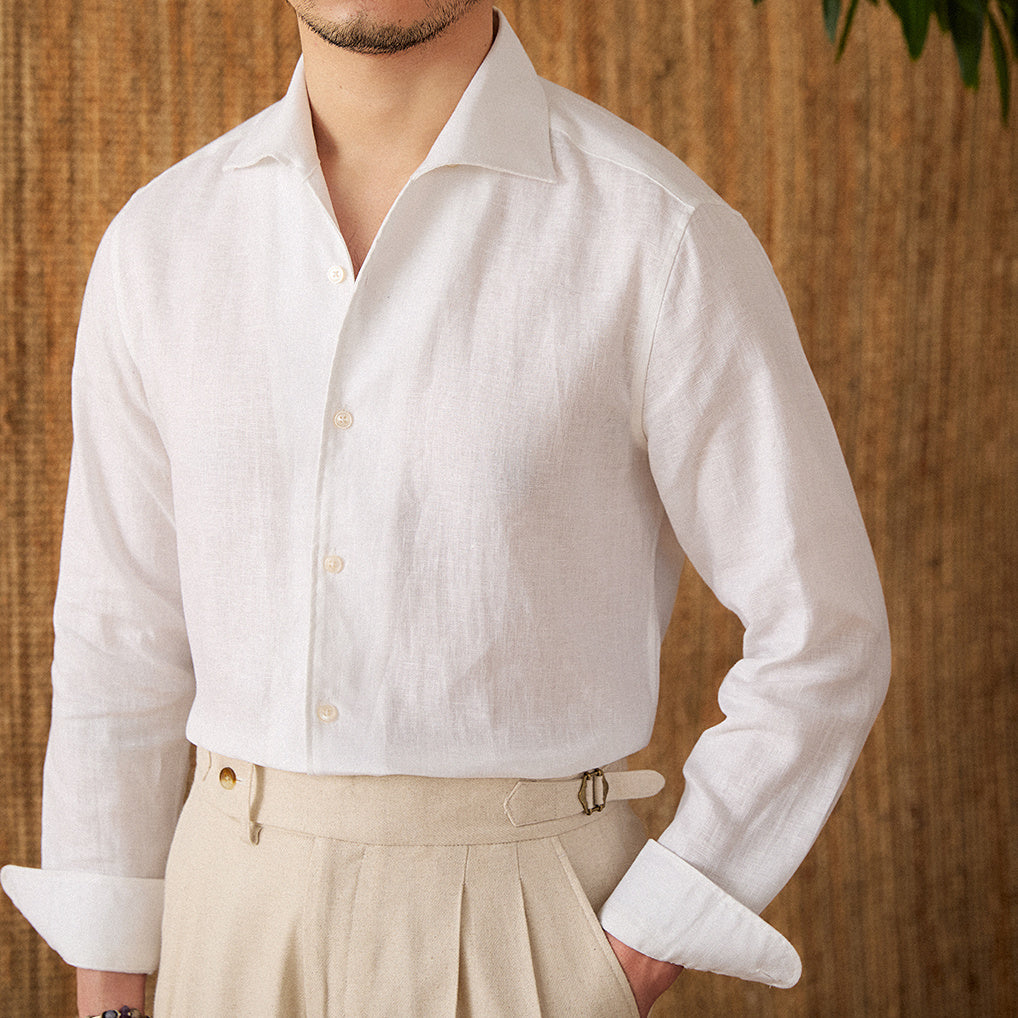Daniel - Camicia classica in lino bianco