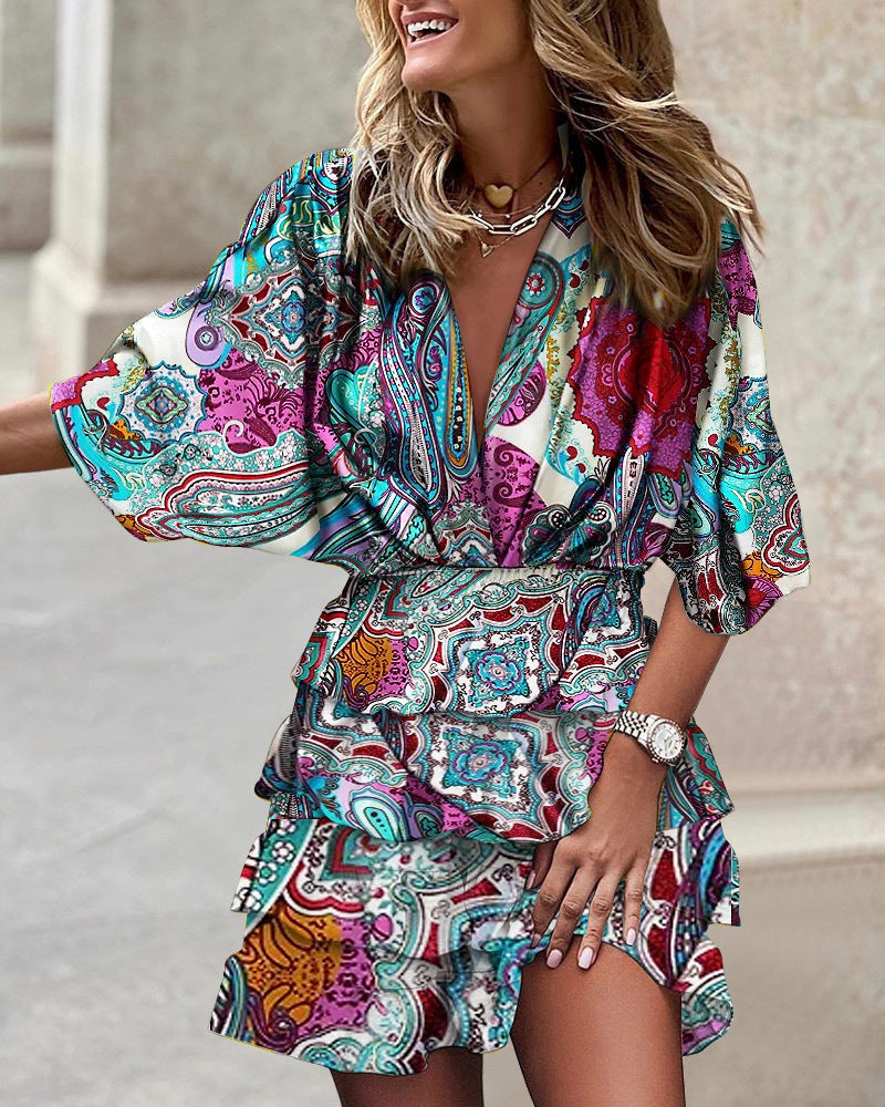 Sabrina - Multicolored jumpsuit with ruffle sleeves and chic style