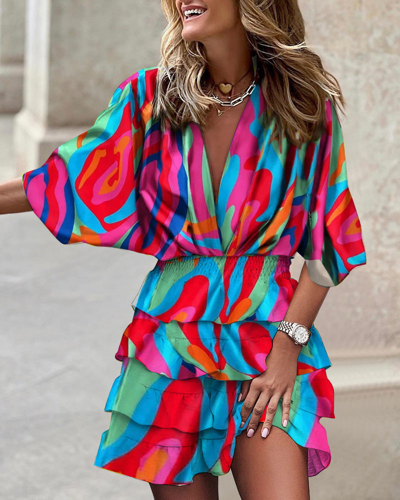 Sabrina - Multicolored jumpsuit with ruffle sleeves and chic style