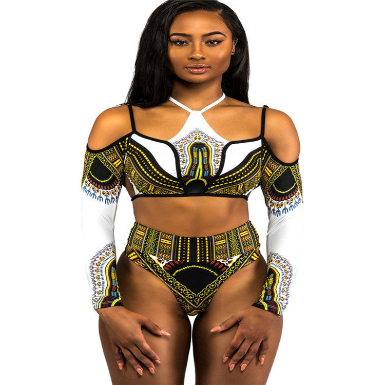 Women's Sporty Two-Piece with Long Sleeve Top and High Leg Cut Ivyshape