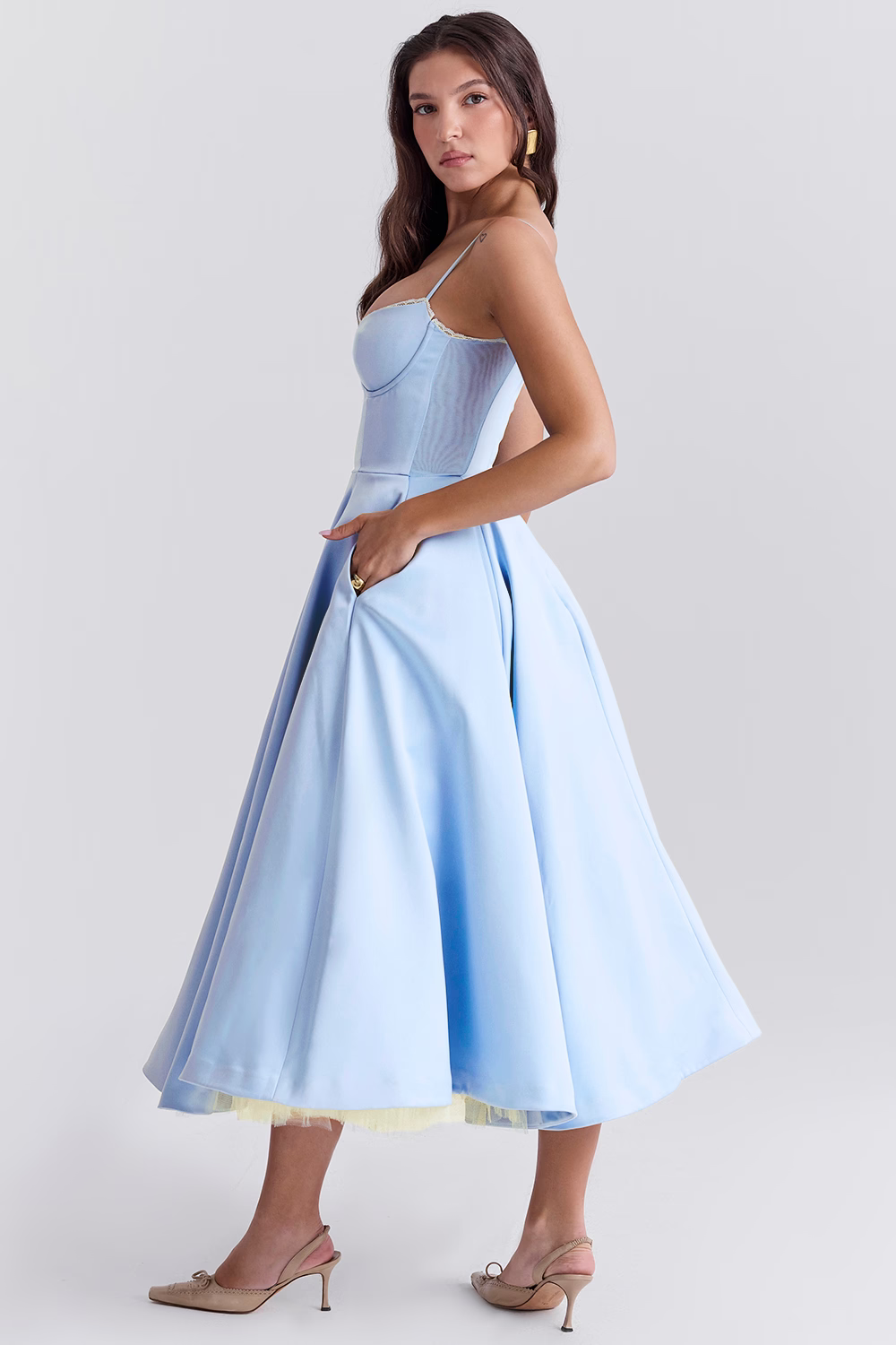 Celestia™ | Royal Satin Midi Dress