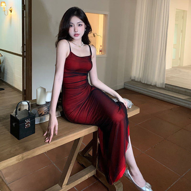 Ruby - Elegant red midi party dress