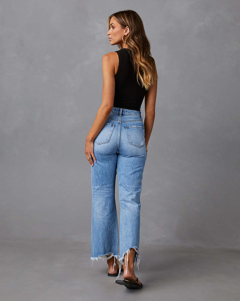 Elisa | Jeans a vita alta in stile europeo e americano con strappi ed effetto water washed