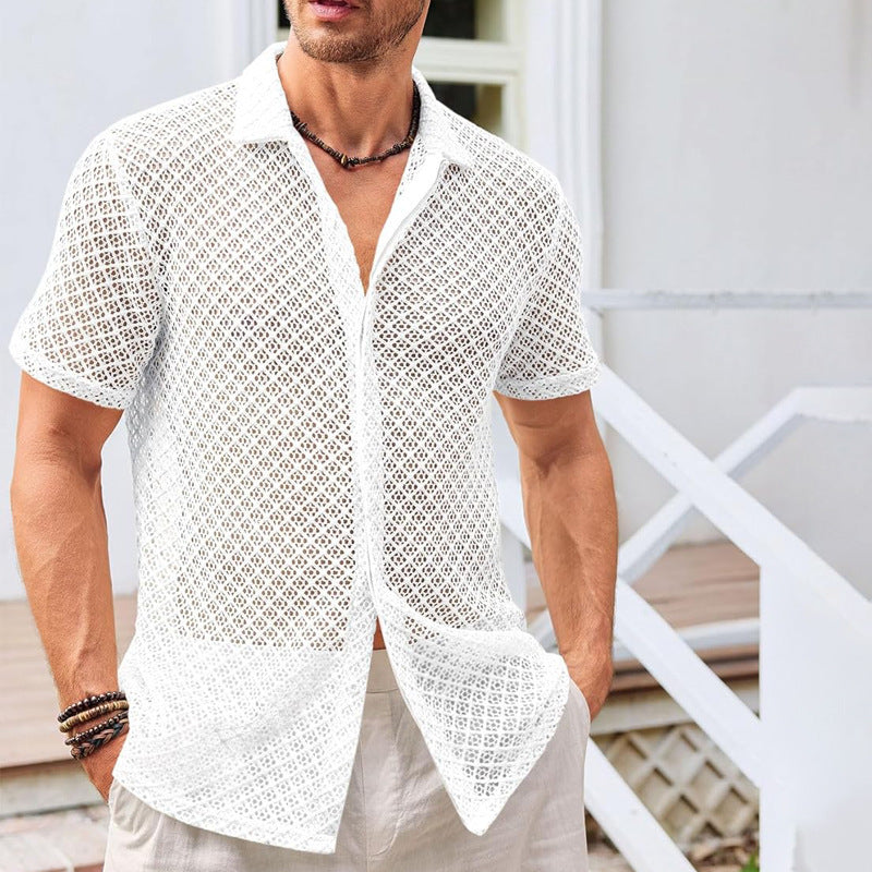Alonzo - Camisa de ganchillo de manga corta