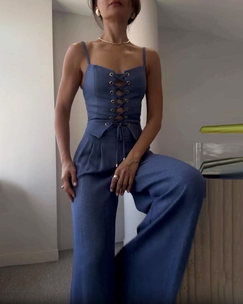 Isolde™ | Lace-Up Corset Jumpsuit