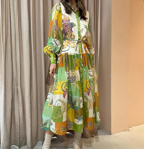 Astrid - Maxi dress with boho print and belt