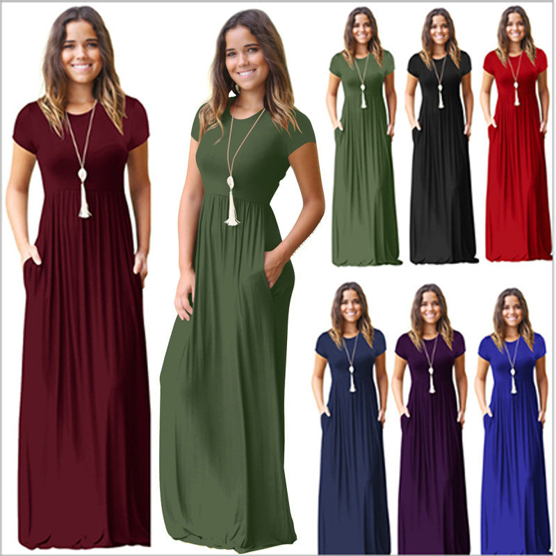 Women's maxi dress with a loose fit and practical pockets Ivyshape