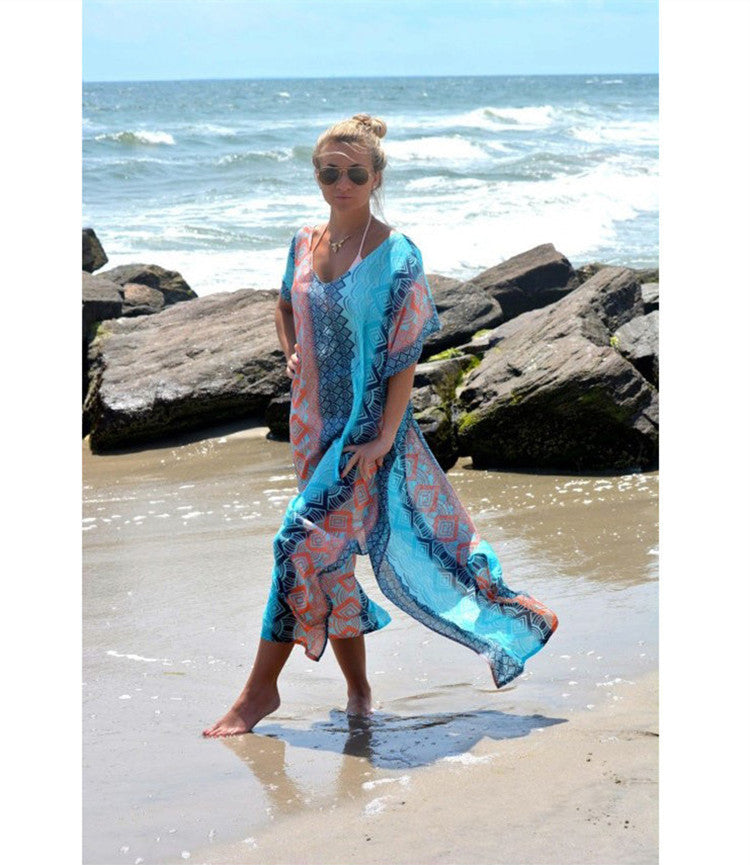 Women Beach Kaftan with Artistic Geometric Design Ivyshape