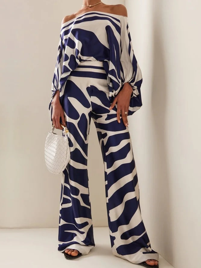 Naomi - Printed off-shoulder set with flowing style