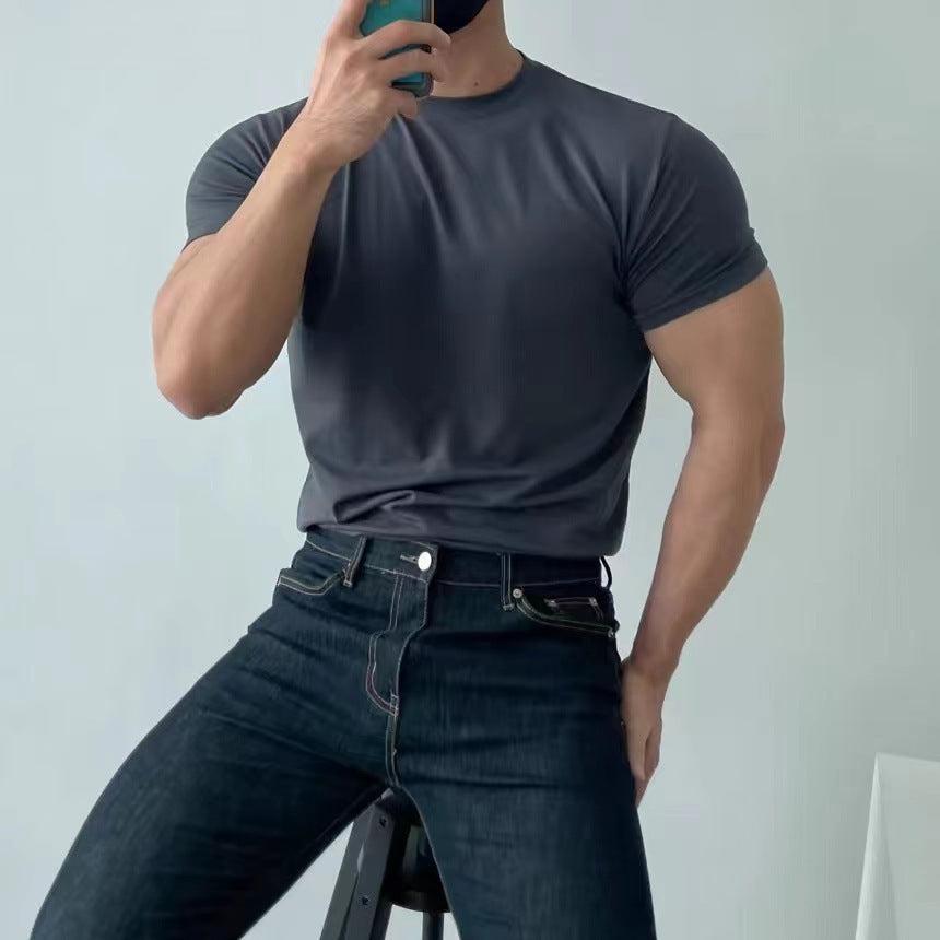 Leyf | T-shirt da uomo slim fit, ad asciugatura rapida e con effetto snellente, a maniche corte