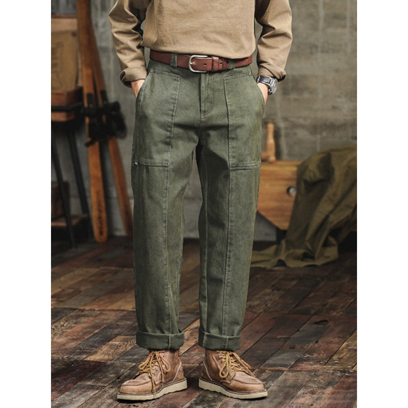 Antonio | pantaloni cargo casual da uomo in stile retrò verde militare