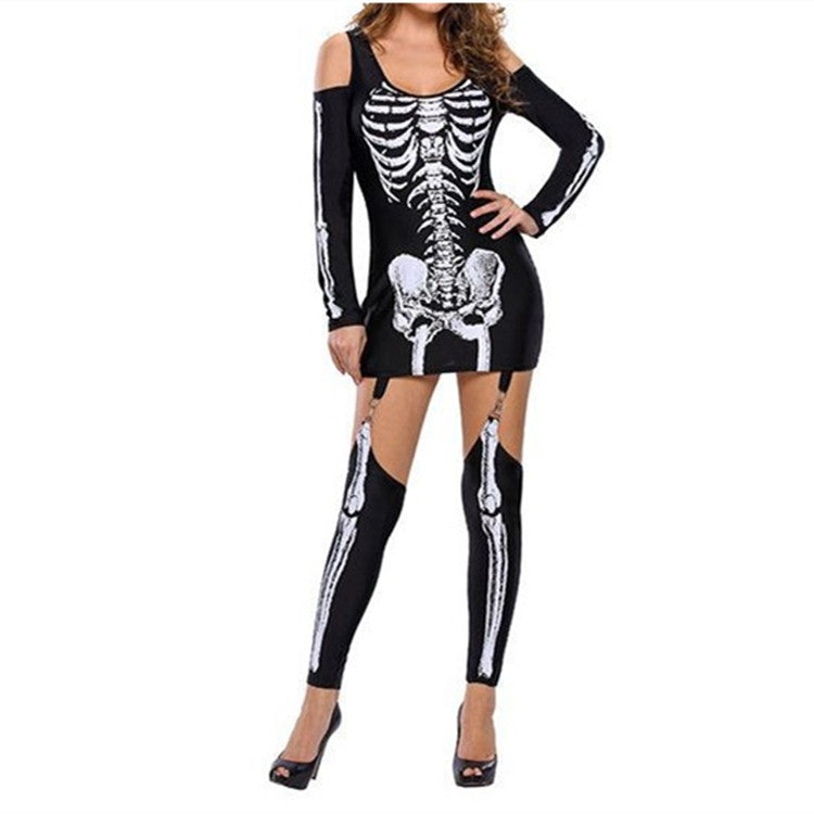 Women's Skeleton Print Costume Dress Ivyshape