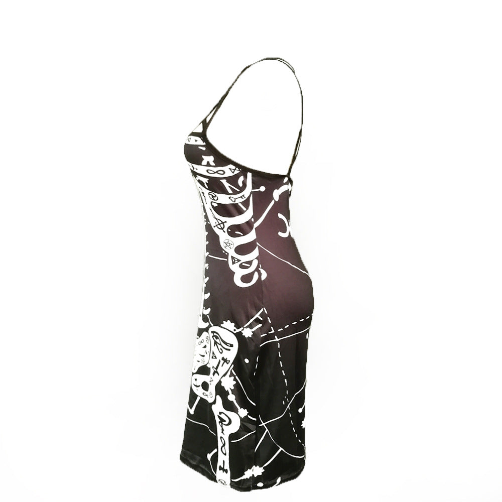Women Graphic Print Bodycon Midi Dress Ivyshape
