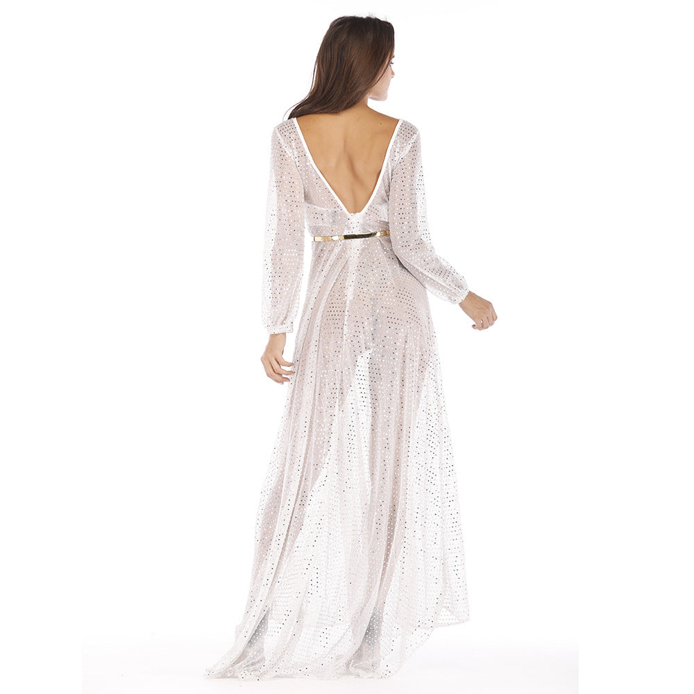 Women Glittering Transparent Evening Dress Ivyshape