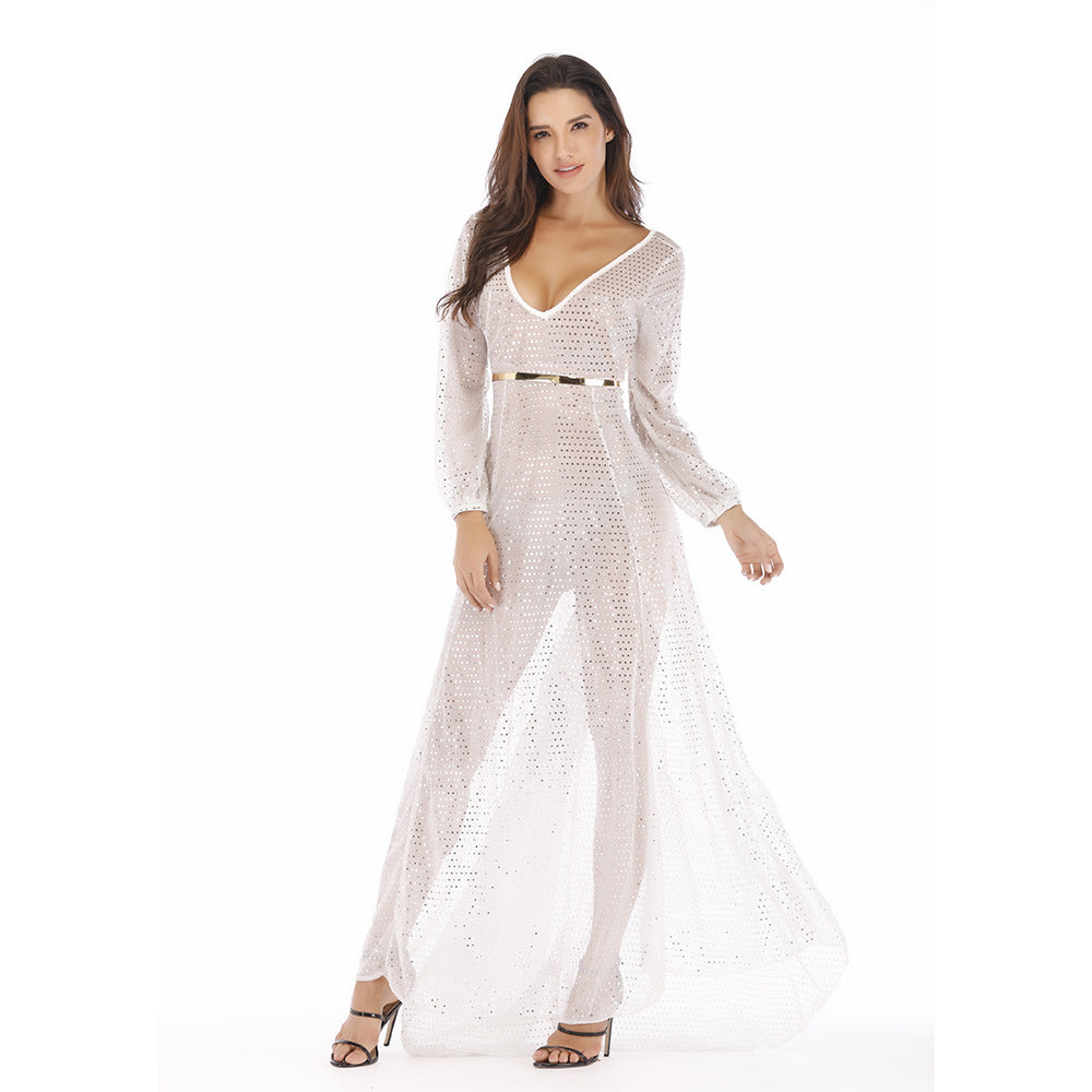 Women Glittering Transparent Evening Dress Ivyshape