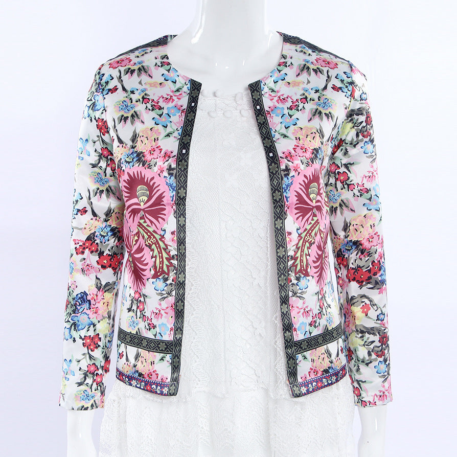 Irene | Blazer boho in raso con stampa floreale