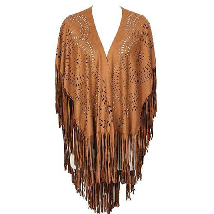 Women Bohemian Fringe Kimono Jacket Ivyshape