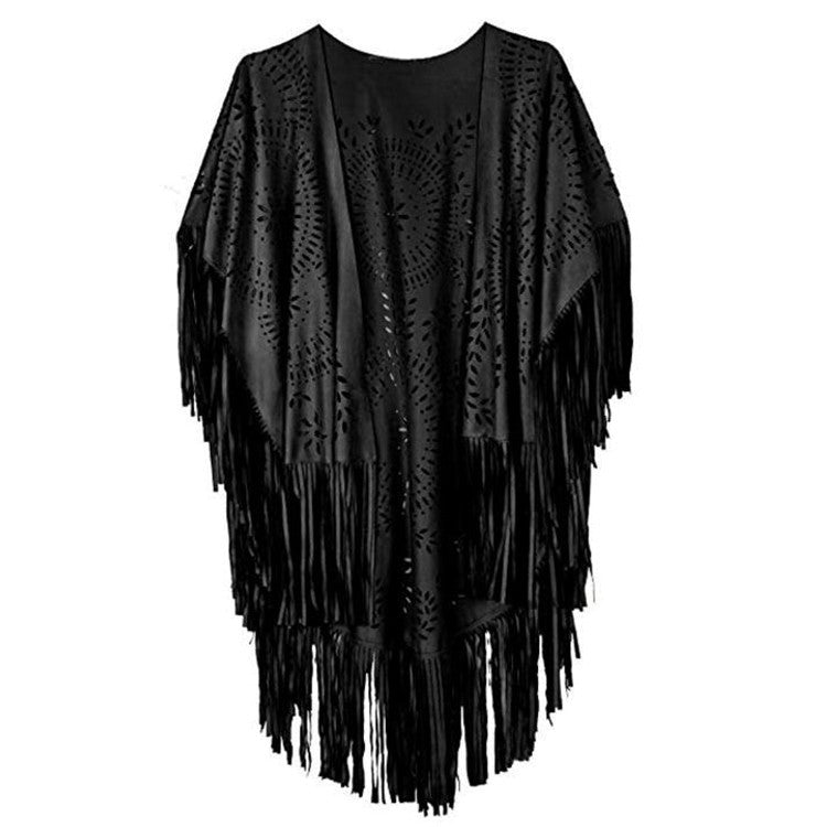 Women Bohemian Fringe Kimono Jacket Ivyshape