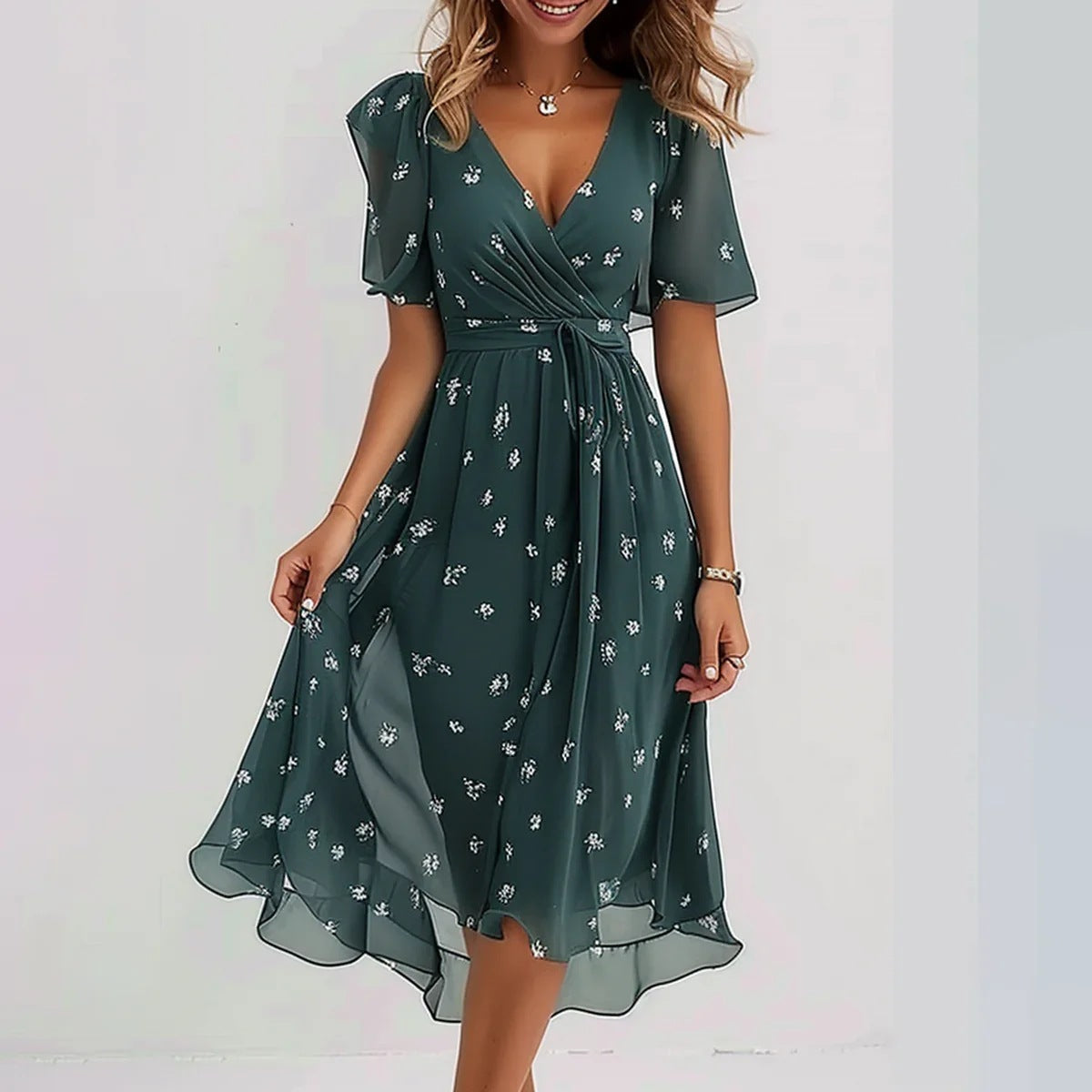 Laika - Floral chiffon midi summer dress