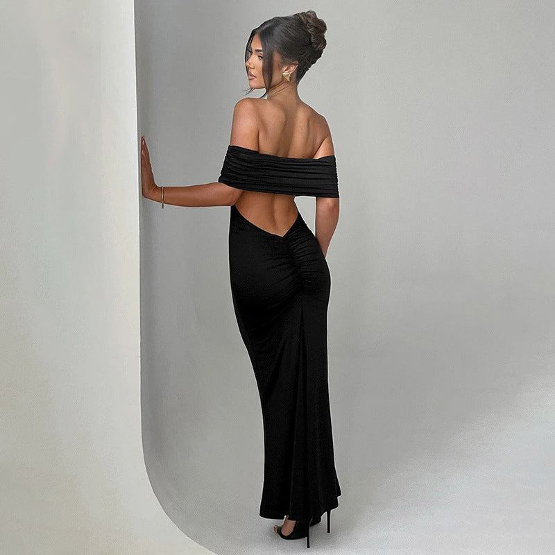 Charlene - Red off-the-shoulder maxi dress