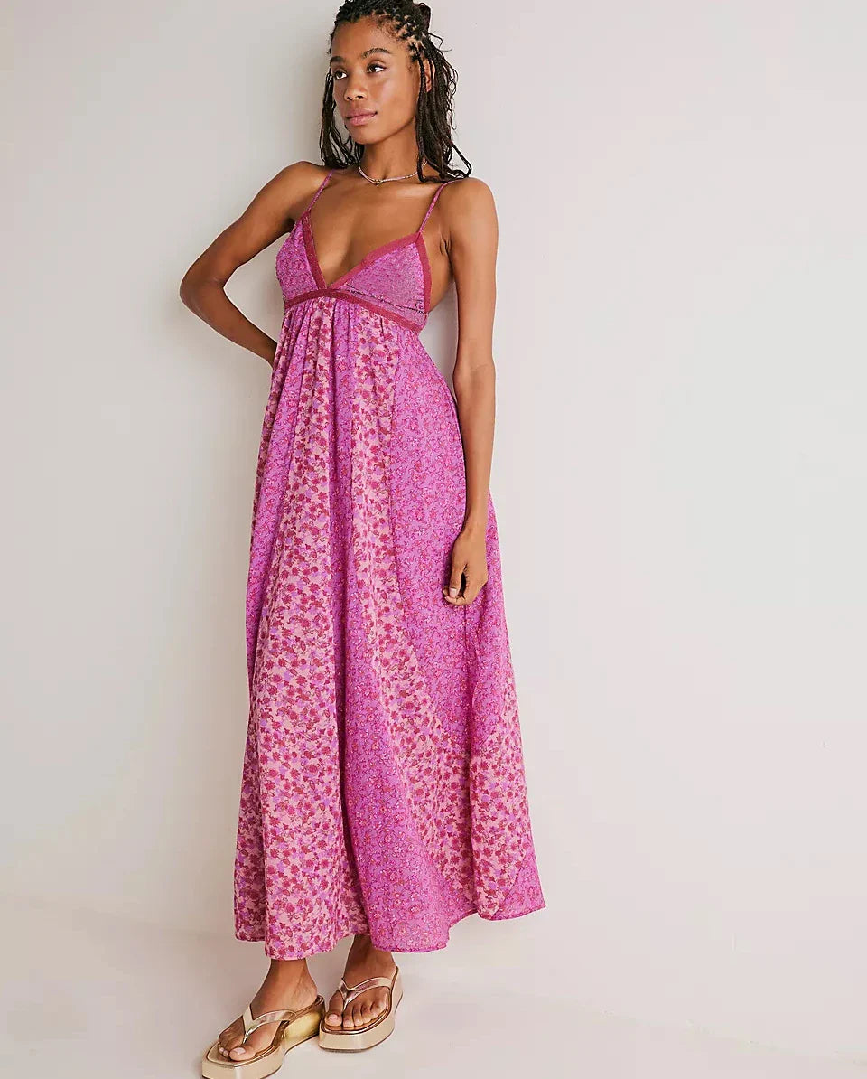 Lyra™ | Boho Floral Chiffon Maxi Dress