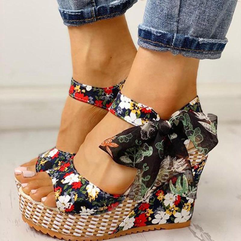 Fenna | Sandali con plateau floreale