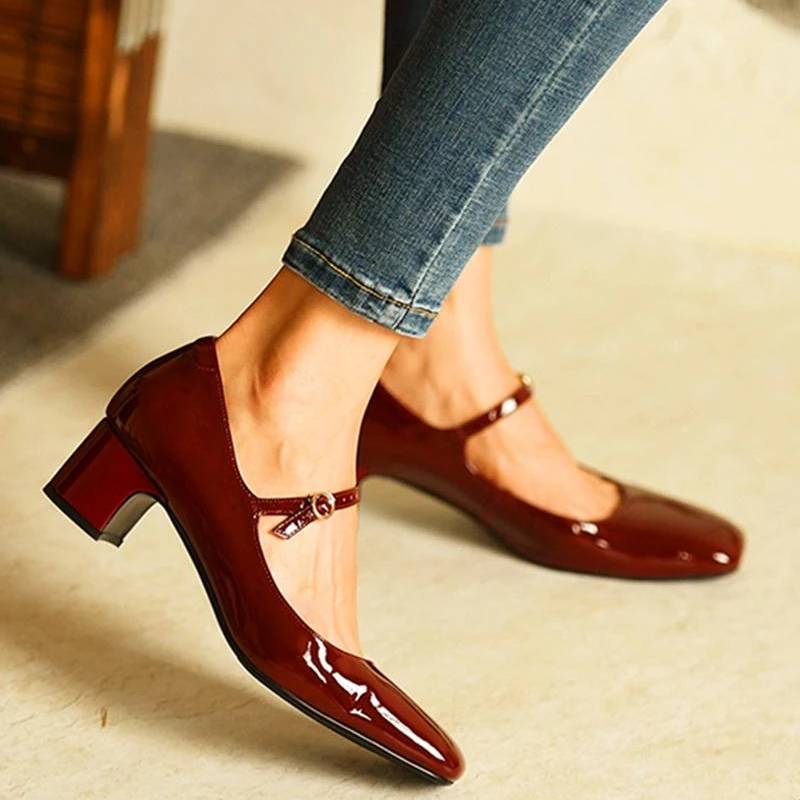 Verlina™ | Glossy Mary Jane Block Heels