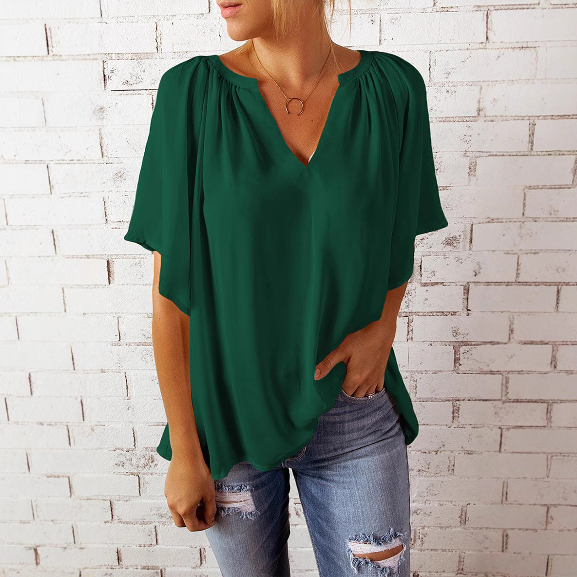 Ladies elegant chiffon blouse Ivyshape
