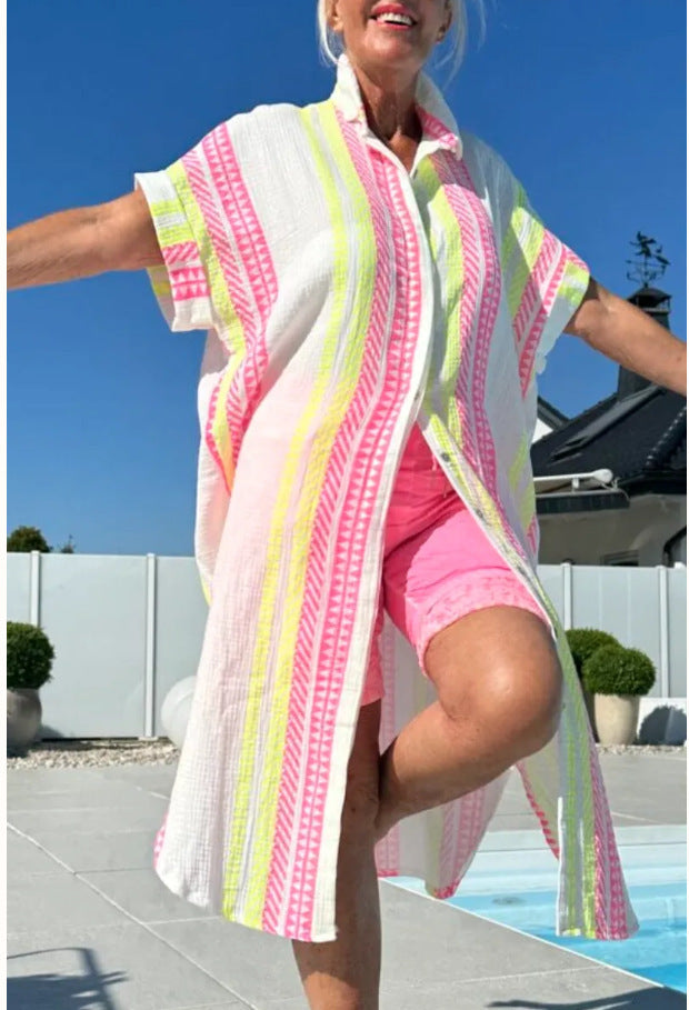 Women's Lightweight Cotton Button-Up Overdress Ivyshape