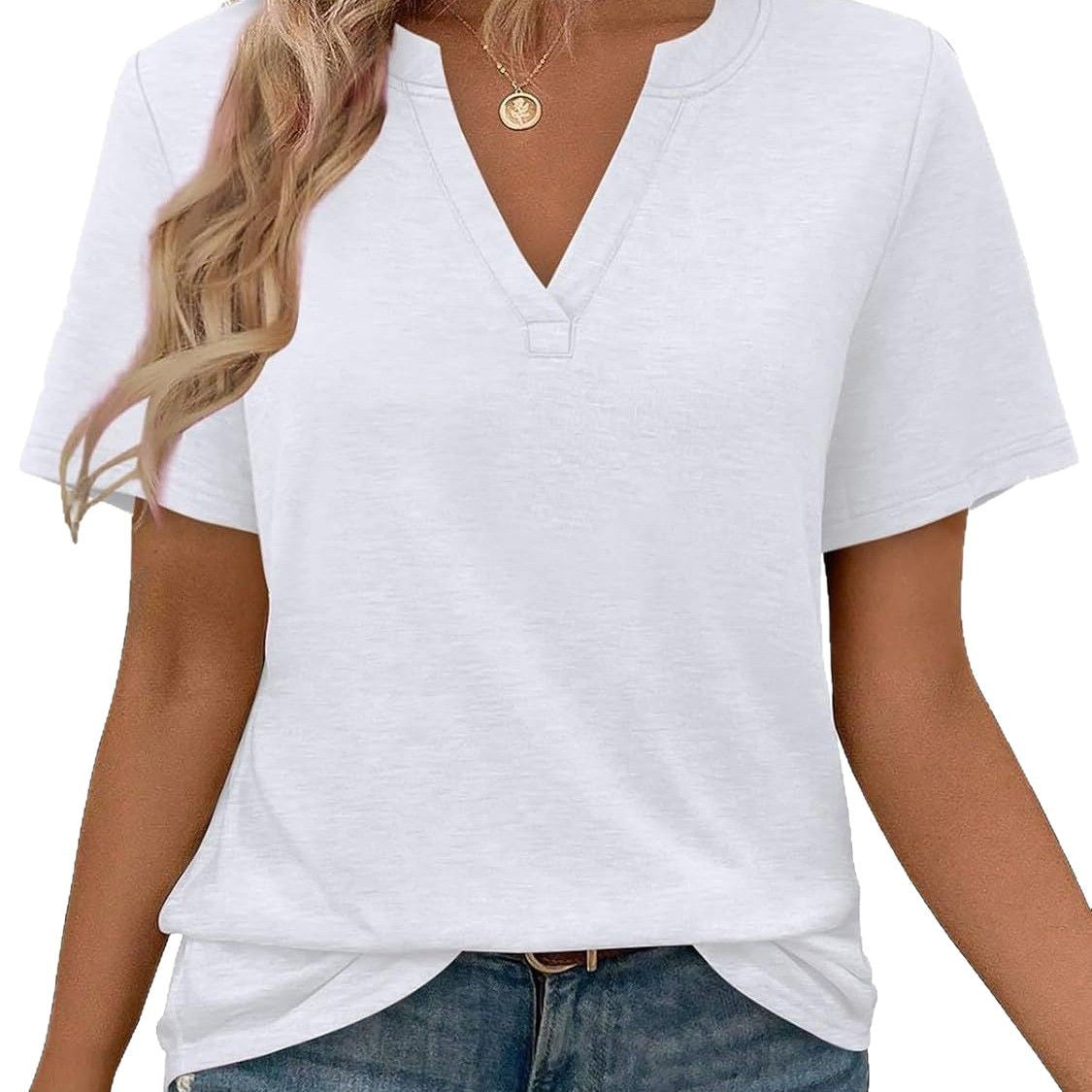 Women Casual V-Neck T-Shirt Ivyshape