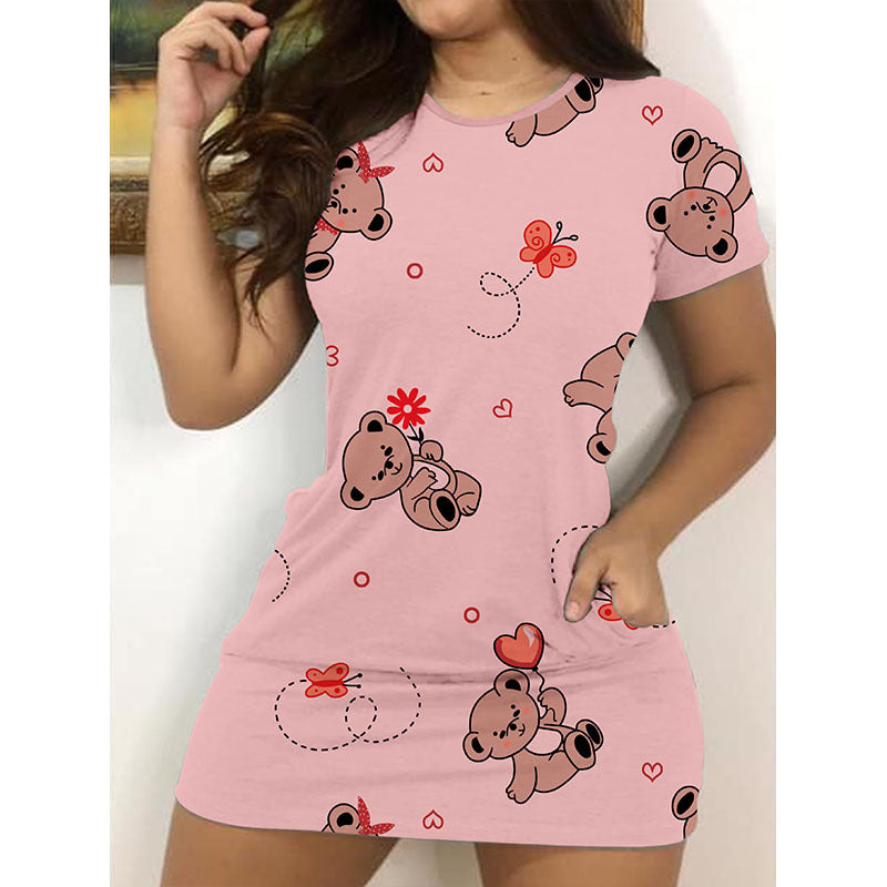 Ladies' mini dress with sophisticated bear motif and pockets Ivyshape