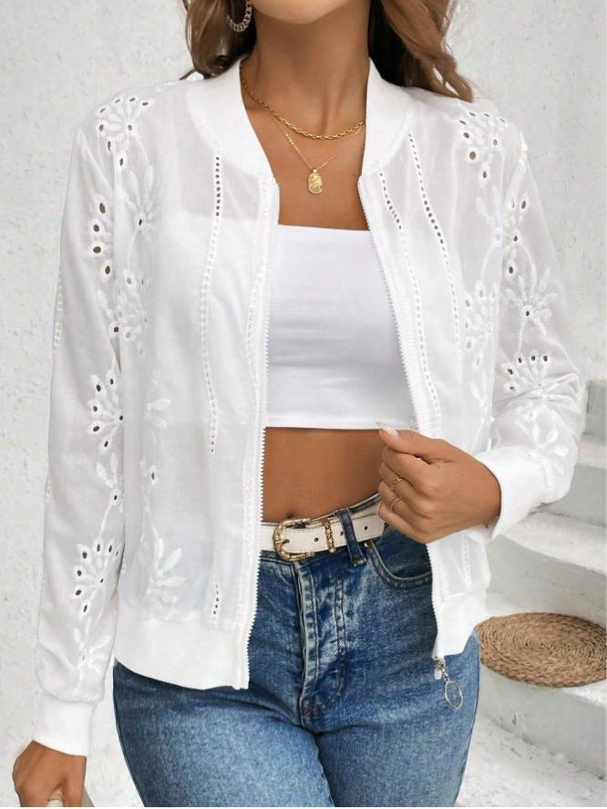 Ladies Embroidered Bomber Jacket Ivyshape
