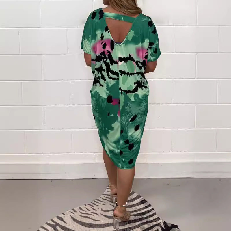 Ladies Elegant and Airy Midi Dress with Unique Animal Print Ivyshape