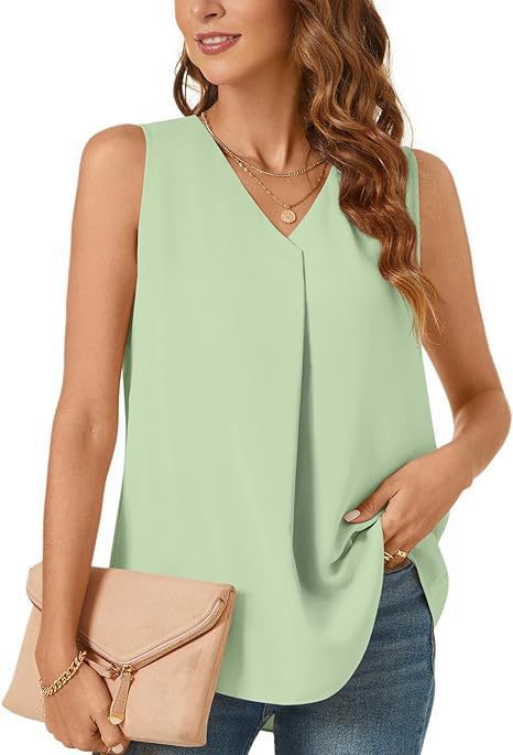 Women V-neck Pleated Casual Top Ivyshape