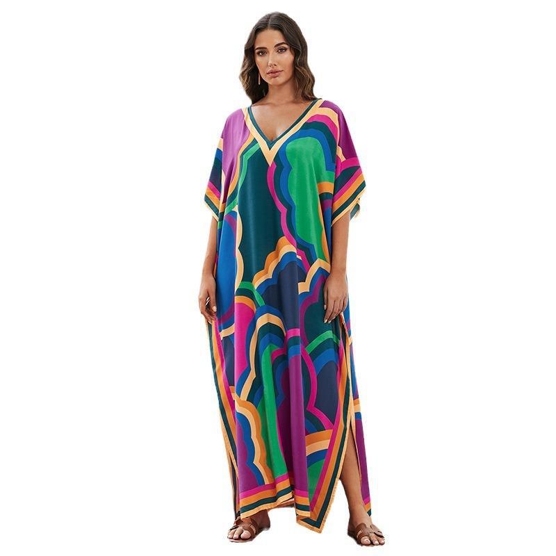 Women's maxi dress with colorful mandala pattern and flowing cut Ivyshape