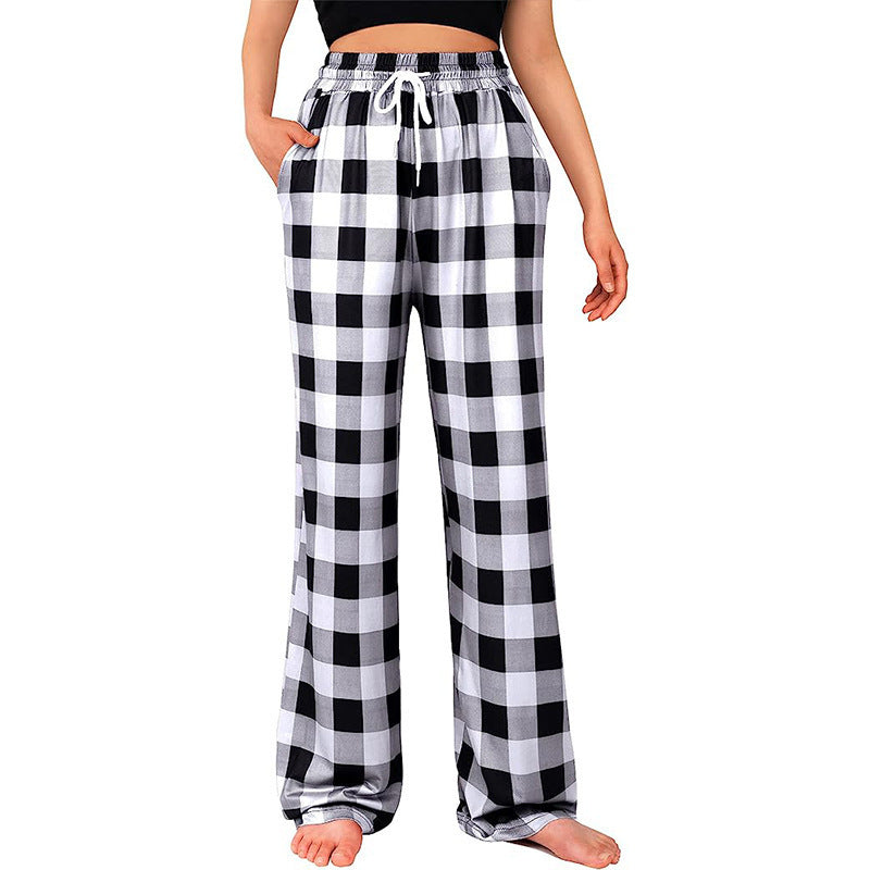 Women Relaxed Fit Checked Lounge Pants Ivyshape