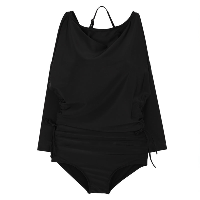 Women's sporty tankini set with fashionable long-sleeve top and high-waisted briefs Ivyshape