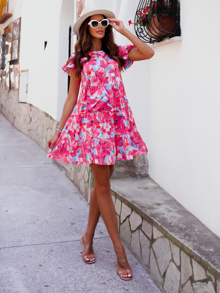 Ladies summer dress with cheerful floral pattern Ivyshape