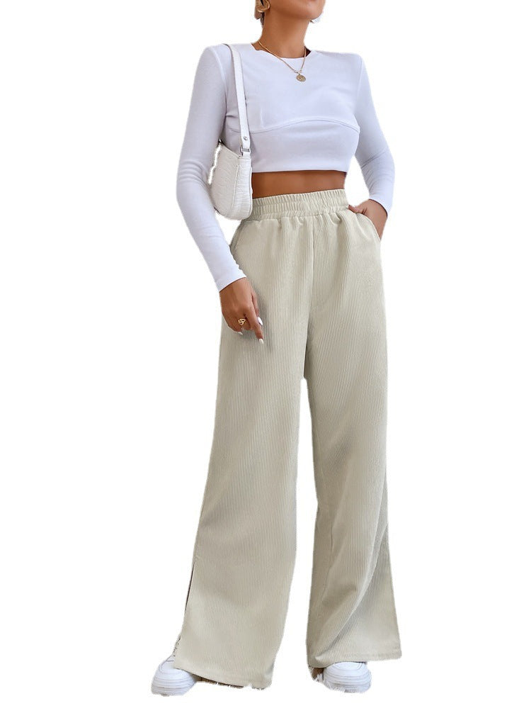 Women's Ribbed Width Leg Pants Ivyshape